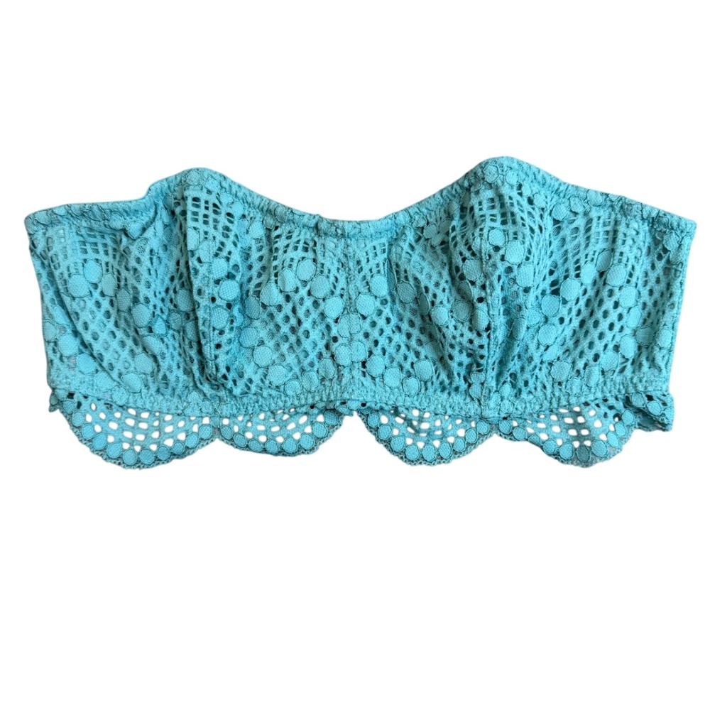 Victoria's Secret Lace Crochet Bralette S Teal Strapless Romantic Bandeau Bra